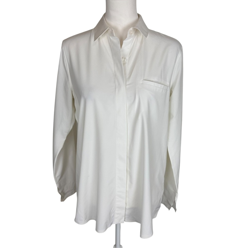 Athleta Urbanite Top‎ 2.0 White Button Down Shirt Long Sleeve Stretch Small